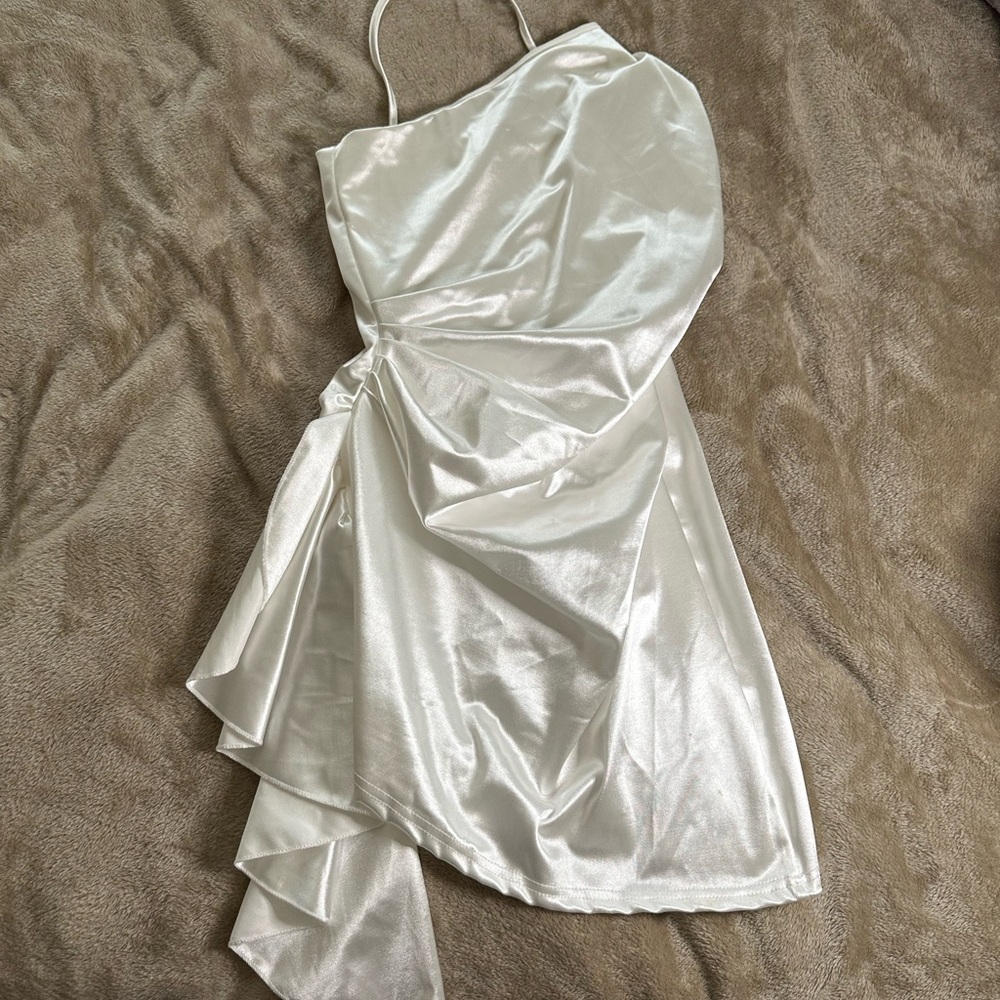 Elegant White Satin Dress